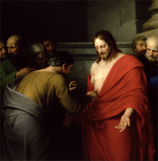 القديس توما يضع يده في جنب الرب يسوع المسيح
